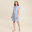 Robe droite courte col chemise ceinture bleu clair femme