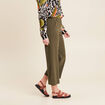 Pantalon large pinces vert kaki femme