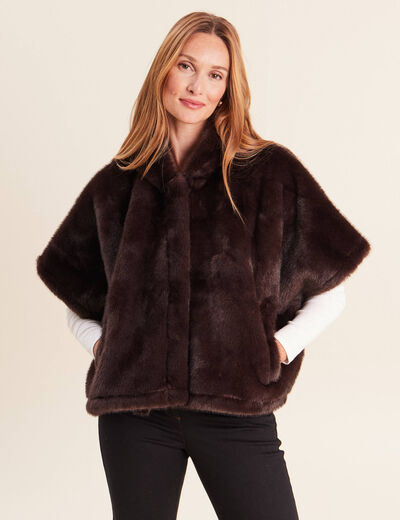 Poncho marron fonc&eacute; femme