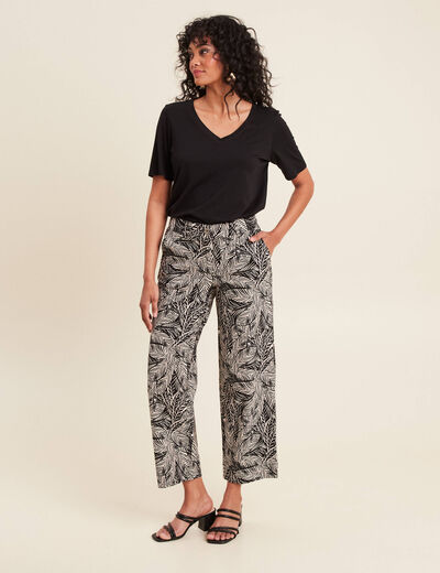 Pantalon large 7/8ème noir femme
