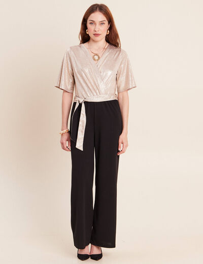 Combinaison pantalon droite couleur or femme