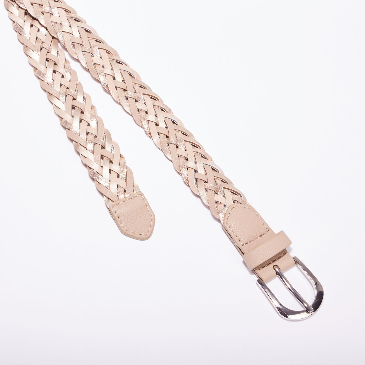 Ceinture tressée irisée beige femme