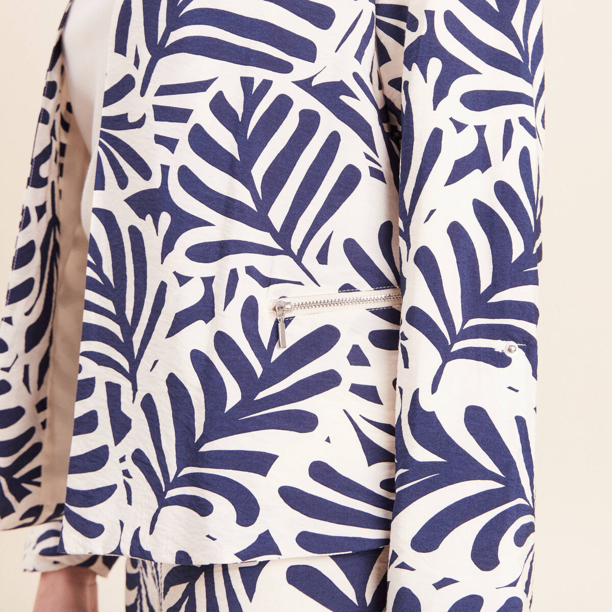 Veste manches longues doubl&eacute;e blanc femme