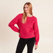 Pull droit col rond manches longues rose femme
