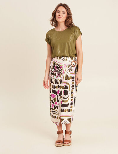 T-shirt manches courtes vert kaki femme
