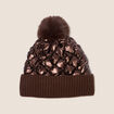 Bonnet matelass&eacute; &agrave; pompon marron femme