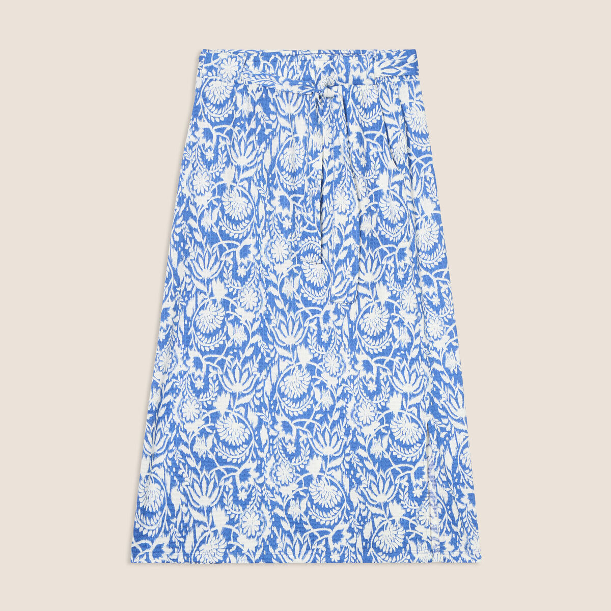 Jupe midi droite bleu femme
