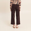Pantalon large velours c&ocirc;tel&eacute; marron fonc&eacute; femme