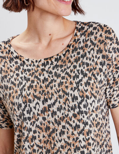 Pull manches courtes beige femme