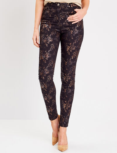 Pantalon ajusté denim noir femme