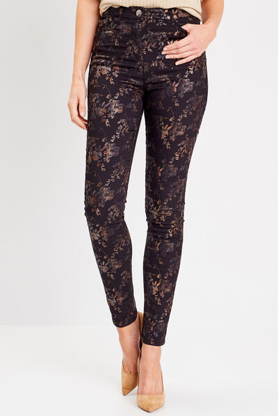 Pantalon ajusté denim noir femme