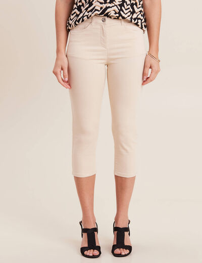 Pantacourt droit taille standard ecru femme