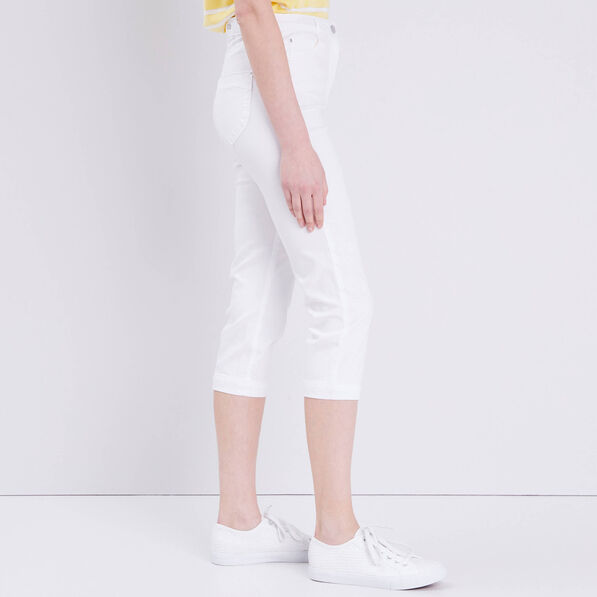 pantacourt droit taille haute blanc femme Pantacourt droit taille haute blanc femme