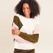 Pull col rond beige femme
