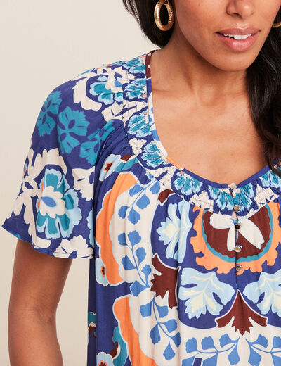 Blouse manches courtes bleu femme