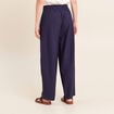 Pantalon large taille haute bleu marine femme