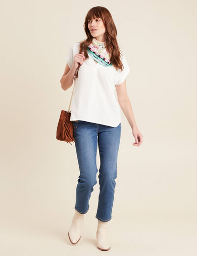 Blouse manches courtes ecru femme