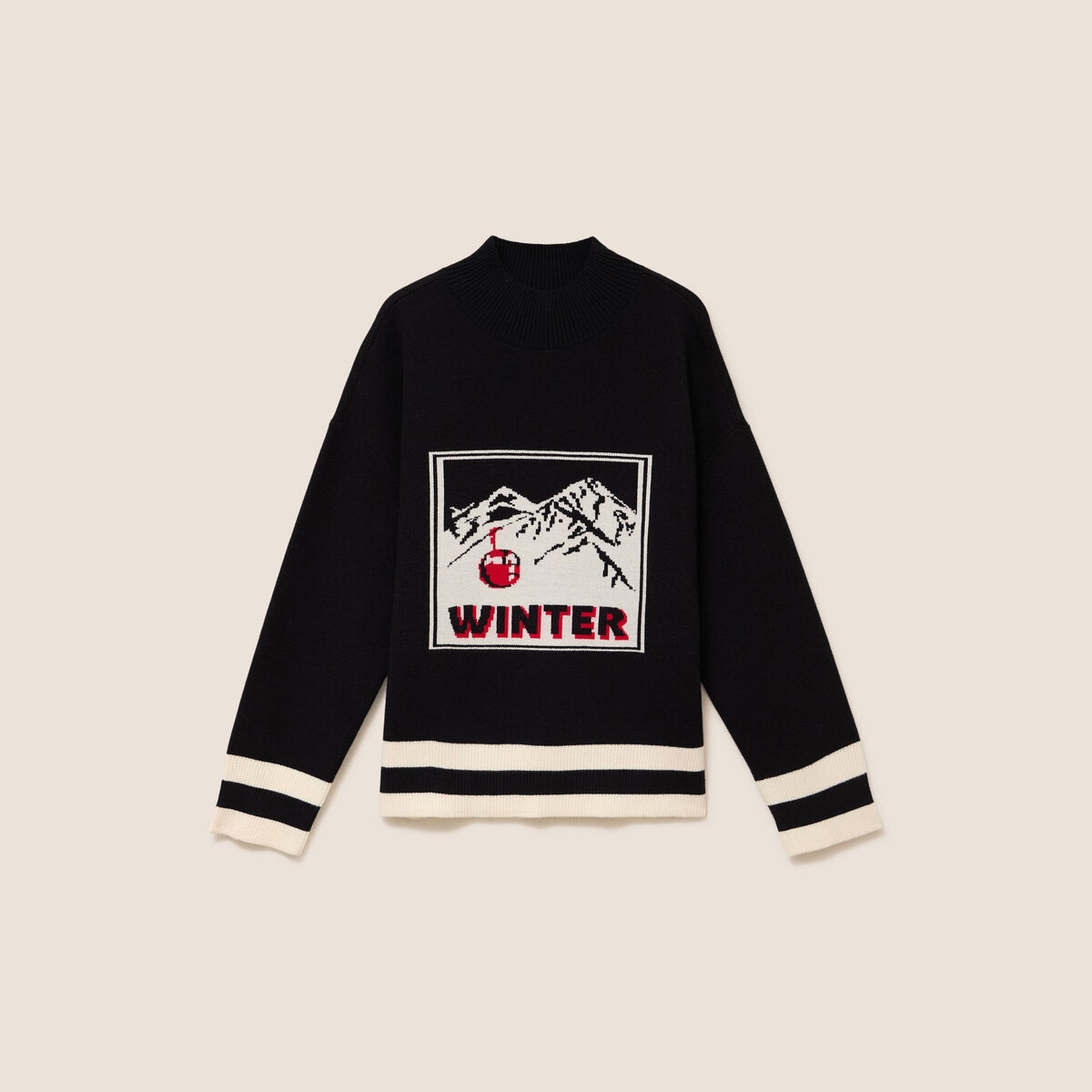 Pull col montant noir femme