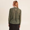 T-shirt cintr&eacute; col montant dentelle vert kaki femme