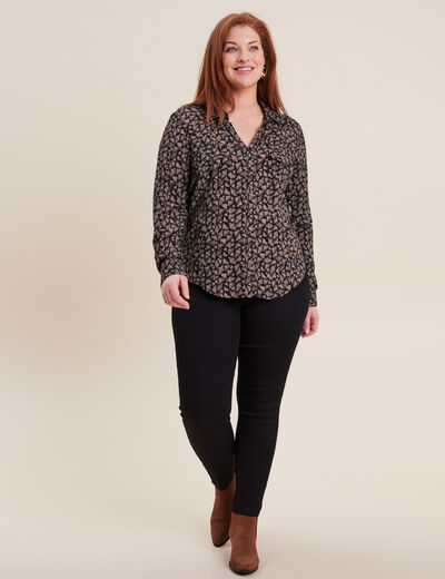 Pantalon léger taille standard 7/8ème noir femme
