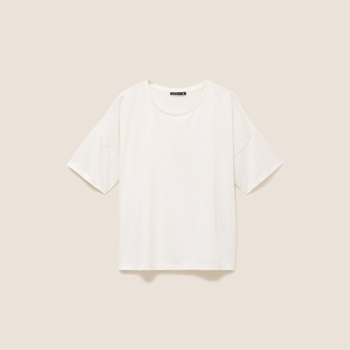 T-shirt manches coudes brillant ecru femme