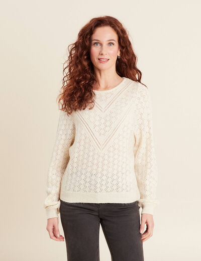 Pull manches longues ajouré sable femme