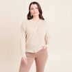 Gilet manches longues col rond brillant couleur or femme