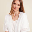 Gilet long manches courtes blanc femme