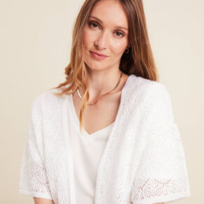 Gilet long manches courtes blanc femme