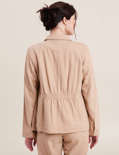 Veste droite boutonnée sable femme