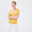 Pull manches courtes jaune moutarde femme