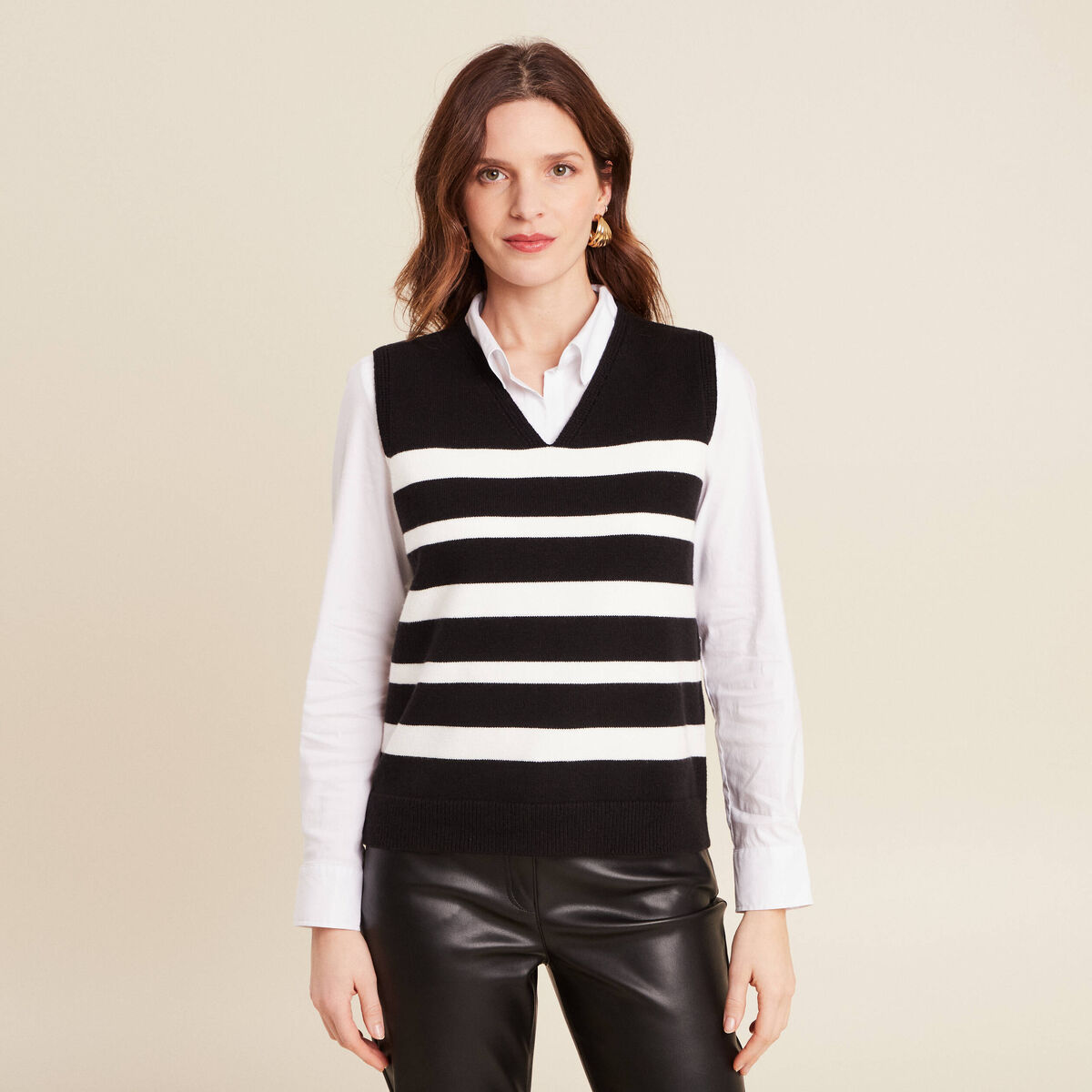 Pull sans manches noir femme