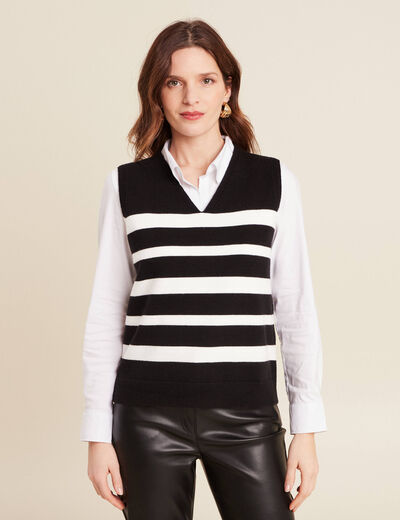 Pull sans manches noir femme