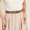 Robe longue évasée bi-matière ecru femme