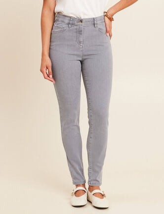 Jean magique ajusté taille standard denim gris femme