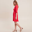 Robe empire smockée satin rose cerise femme