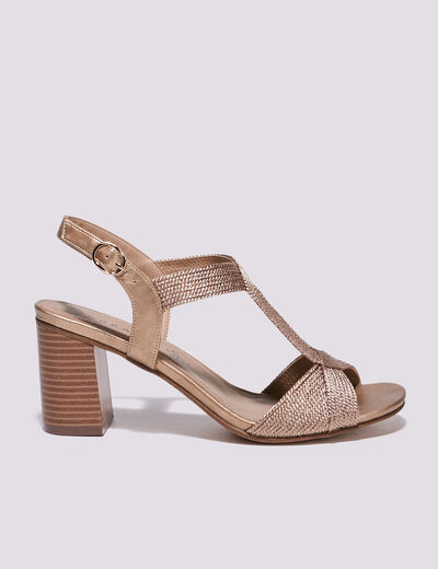Sandales à talons bottiers rose clair femme