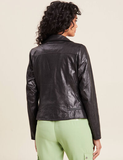 Veste esprit motard zippée noir femme