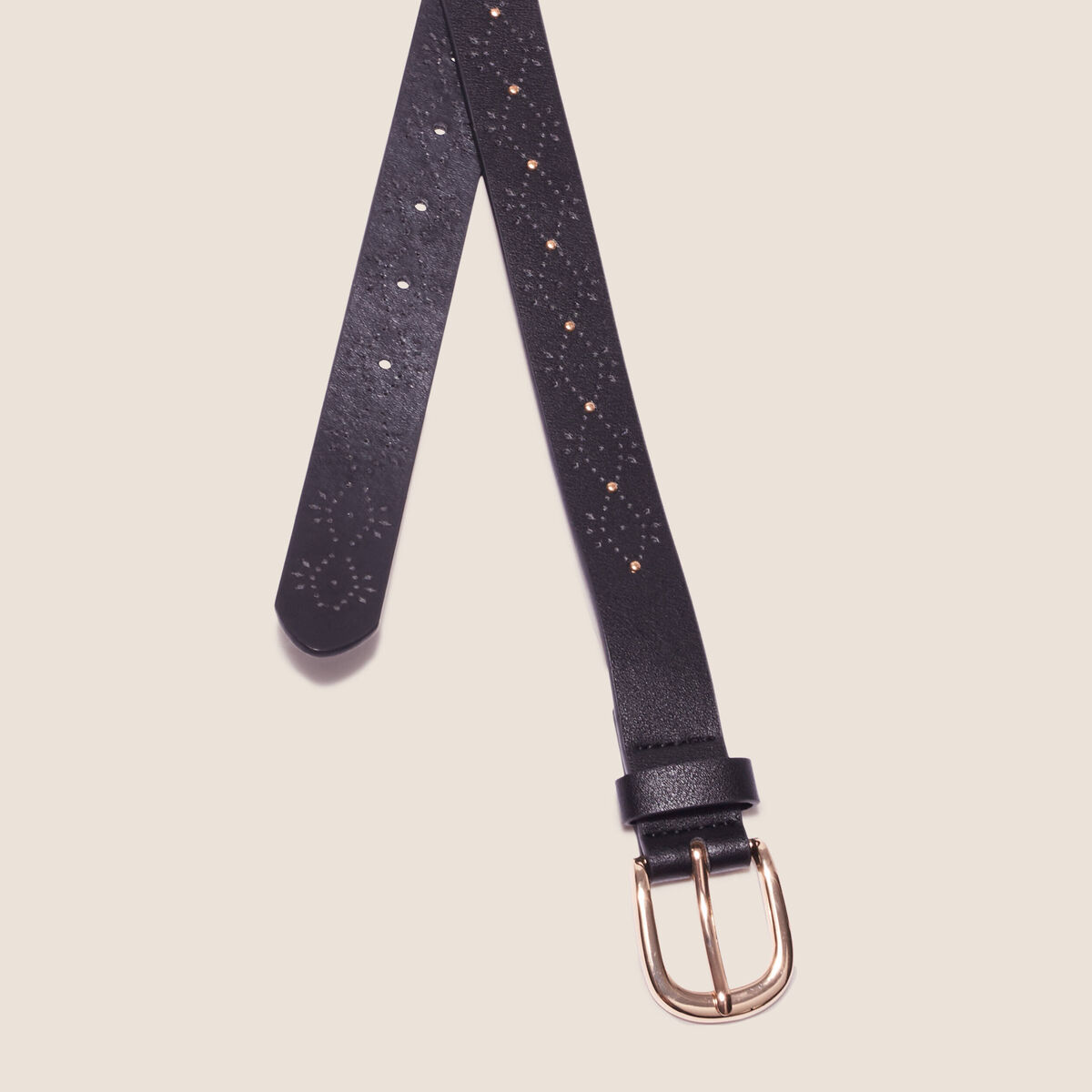 Ceinture perforée et cloutée noir femme