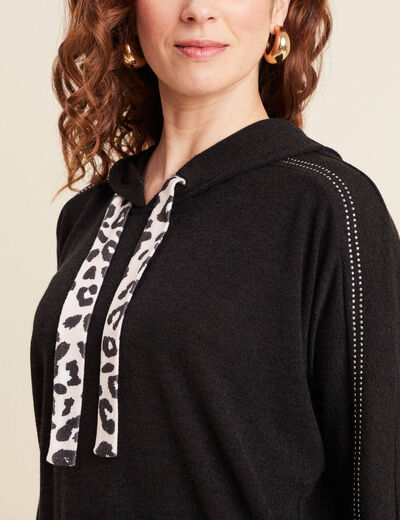 Pull à capuche noir femme