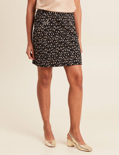 Jupe droite détails zippés noir femme