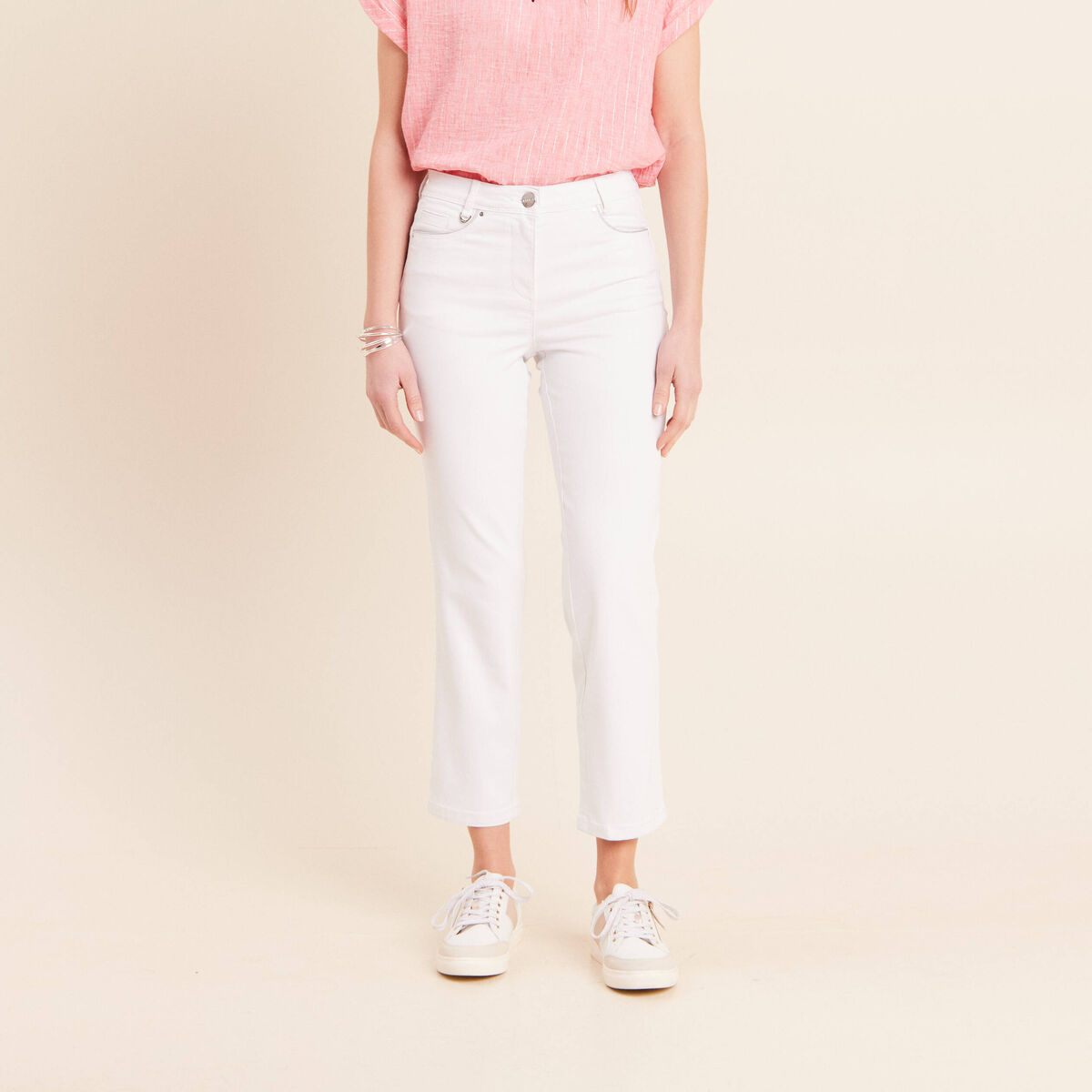 Jean coupe droite 7/8&egrave;me blanc femme