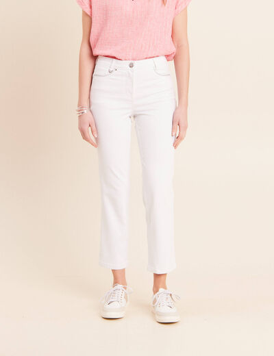 Jean coupe droite 7/8&egrave;me blanc femme