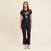 pantalon bootcut 7/8ème taille haute denim brut femme