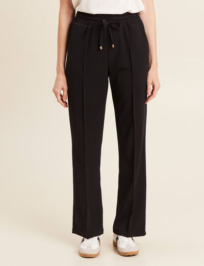 Pantalon droit taille haute noir femme