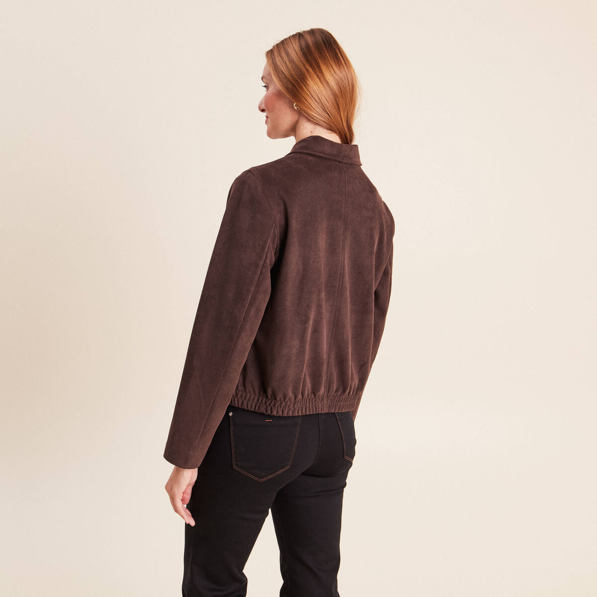 Veste doubl&eacute;e marron fonc&eacute; femme