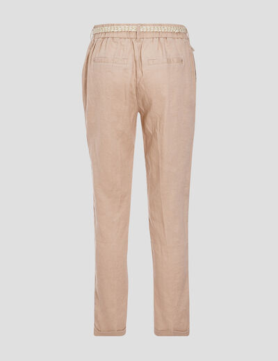 Pantalon flou ceinturé sable femme