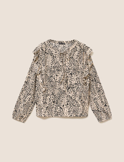 T-shirt manches longues beige femme