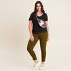 Pantalon léger taille standard 7/8ème vert kaki femme