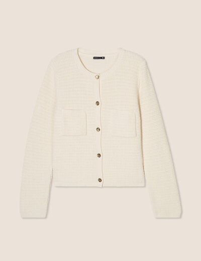 Gilet manches longues ecru femme